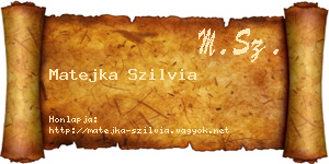 Matejka Szilvia névjegykártya